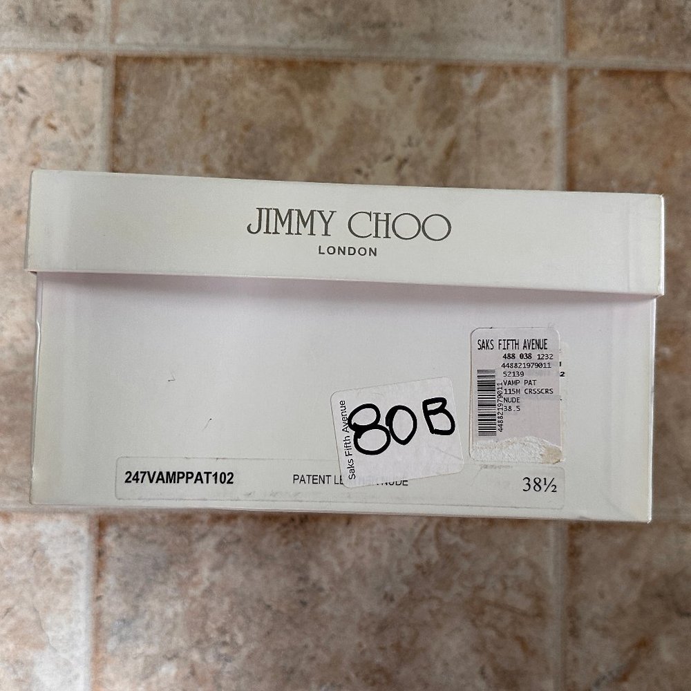 Jimmy Choo Vamp Sandal Tan Nude Patent Leather Sz. 38 1/2 Platform High heel - Picture 10 of 10